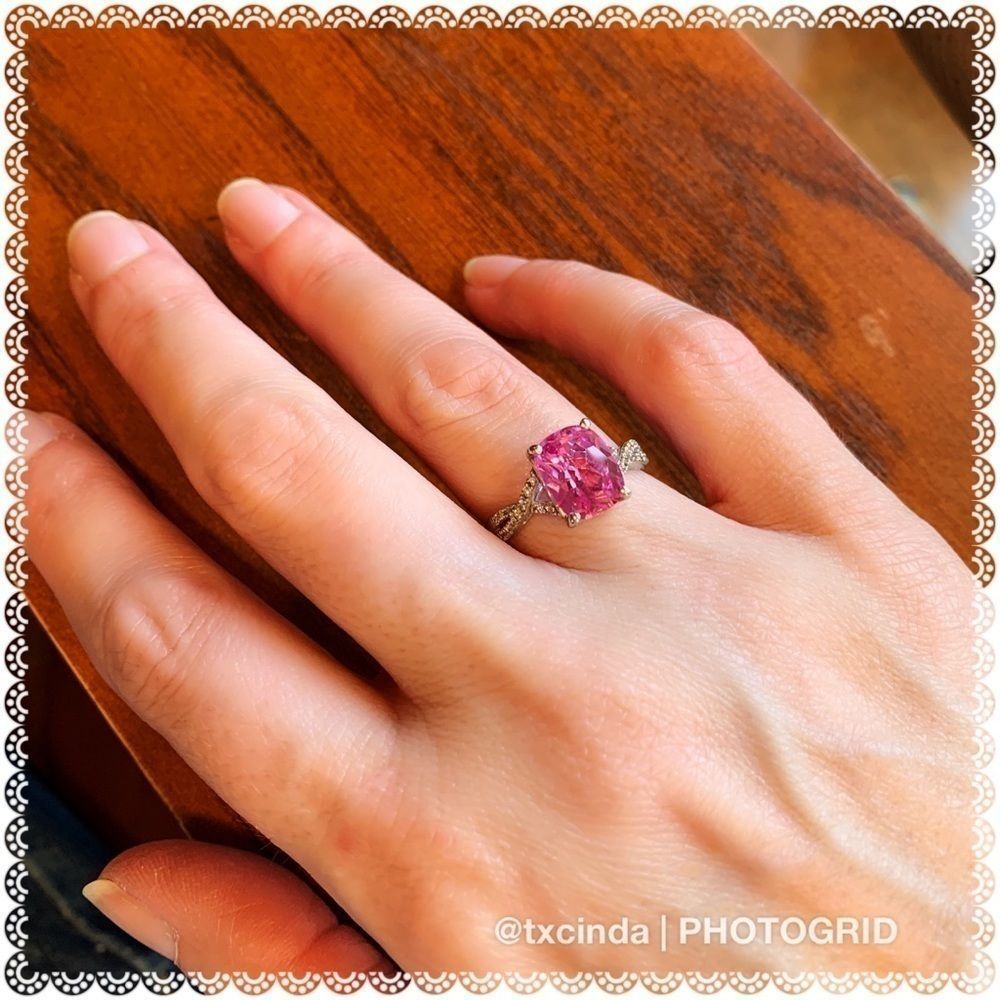 LORENZO ColoreSG Lab-Created Pink & White Sapphires Set in Sterling Silv…